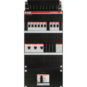 ABB Hafonorm 3-phasiger Verteilerkasten mit 9 Stromkreisen, 3 FI-Schutzschaltern, 4-poligem Hauptschalter und Klingeltrafo (1SPF006907F0699)
