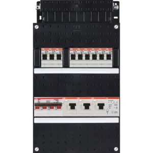 ABB Hafonorm 3-phasiger Inneneinsatz mit Deckel mit 9 Stromkreisen, 3 FI-Schutzschaltern, 4-poligem Hauptschalter und Klingeltrafo