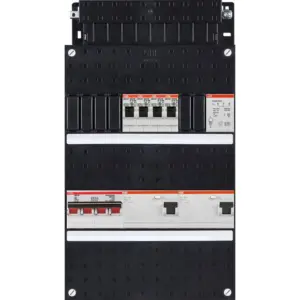 ABB Hafonorm 3-phasiger Inneneinsatz mit Deckel mit 4 Stromkreisen, 2 FI-Schutzschaltern, 4-poligem Hauptschalter und Klingeltrafo