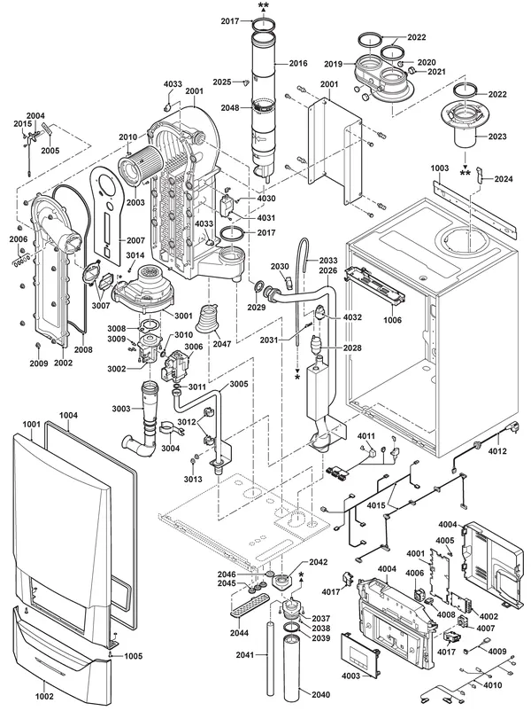 Exploded view Remeha Quinta Ace 45: Totaaloverzicht