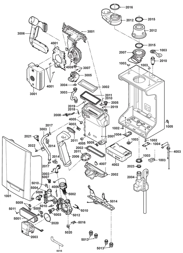 Exploded view Remeha Tzerra Ace 28C CW4: Totaaloverzicht