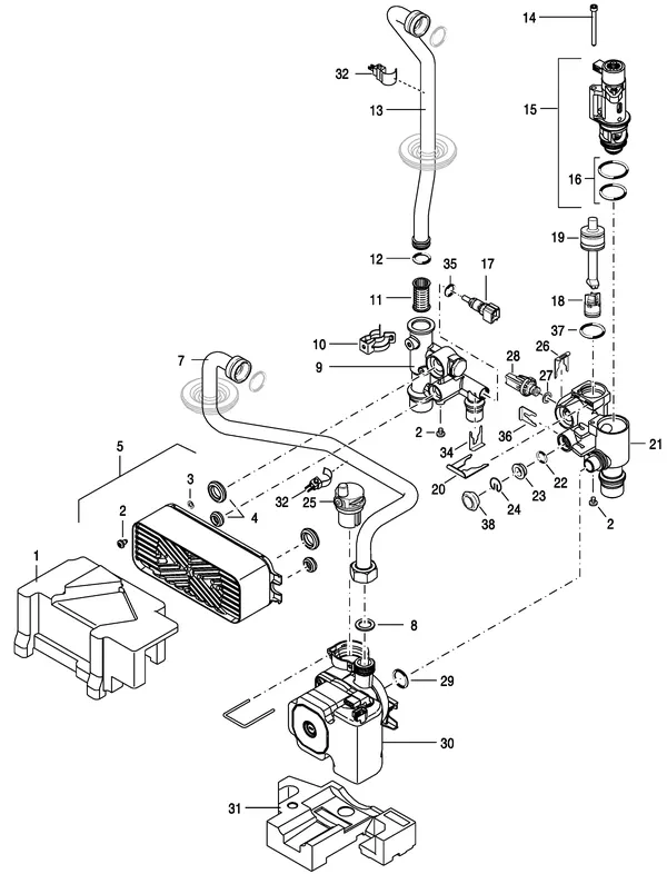 Exploded view Nefit (Bosch) TrendLine II HRC25 CW6 II: Hydroliek