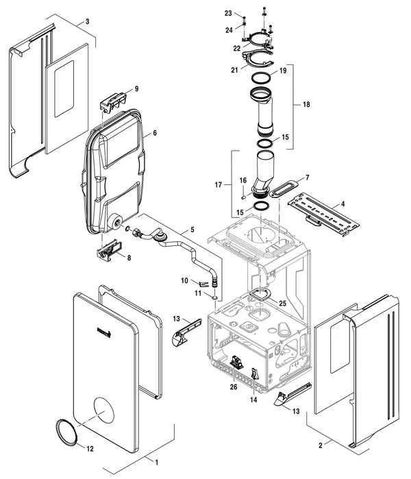 Exploded view Nefit (Bosch) 2300i HRC25/3: Mantel