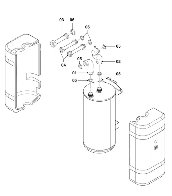 Explosionszeichnung Vaillant uniTOWER Split VWL 128/5 IS: Pufferspeicher 18 l