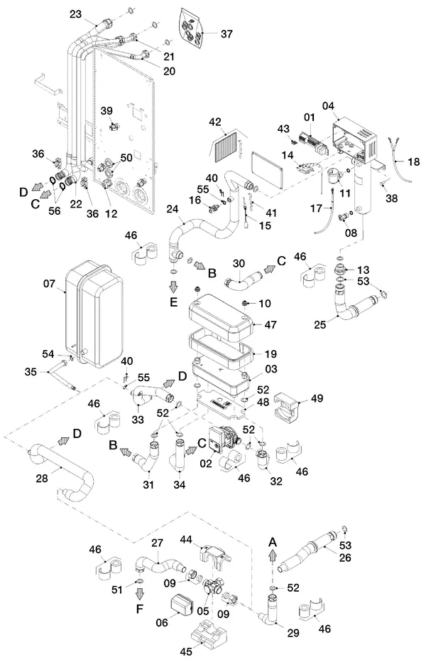 Explosionszeichnung Vaillant uniTOWER VIH QW 190/1 E (0010019709): Hydraulikteile