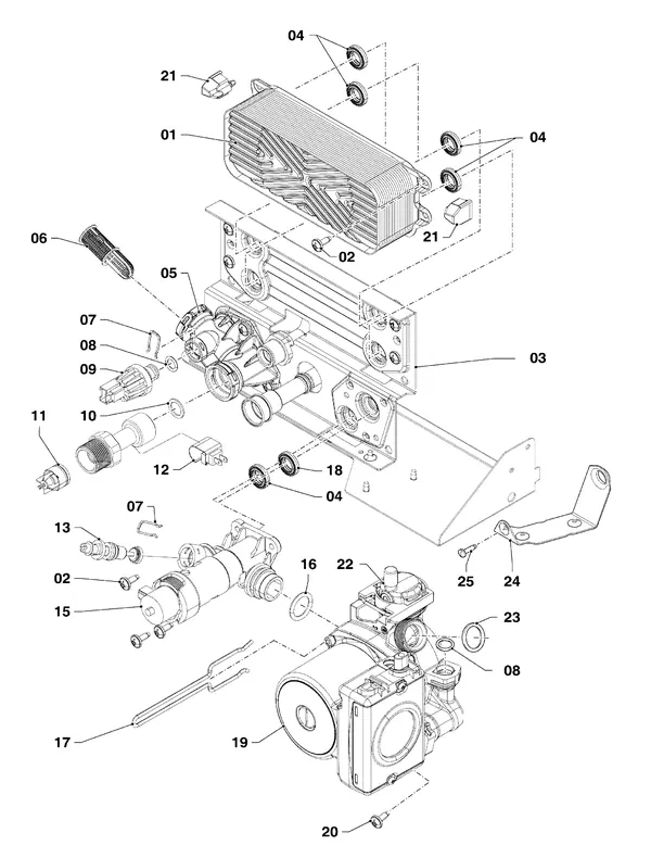 Explosionszeichnung Vaillant ecoCOMPACT VSC 306/4-5 150: Anschlussteile B