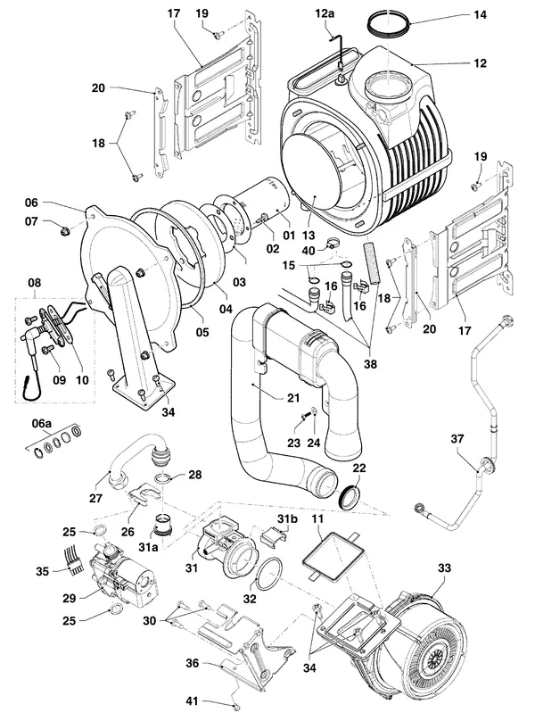 Explosionszeichnung Vaillant ecoCOMPACT VSC 306/4-5 150: Brenner, Gasarmatur und Wärmetauscher