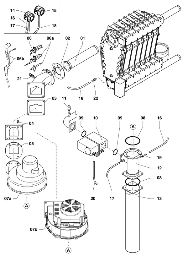 Explosionszeichnung Vaillant ecoCRAFT VKK 1606/3 R1: Brenner