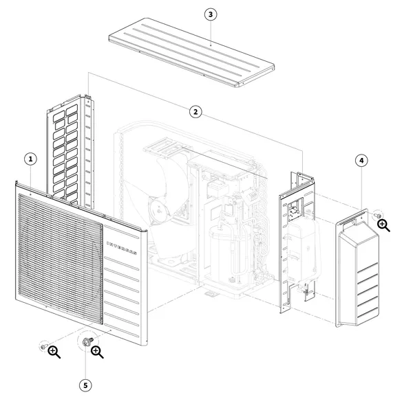 Exploded view Intergas Xtend buitenunit 5kW: Mantel
