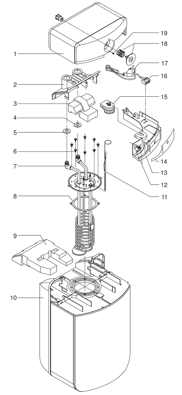 Exploded view Itho Daalderop Close-in 10E (vanaf 1996): Totaaloverzicht