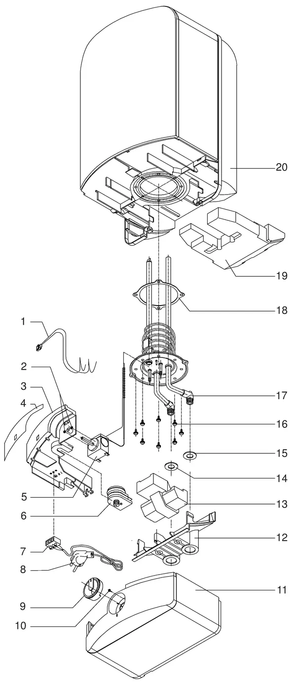 Exploded view Itho Daalderop Close-up 10 (vanaf 1996): Totaaloverzicht