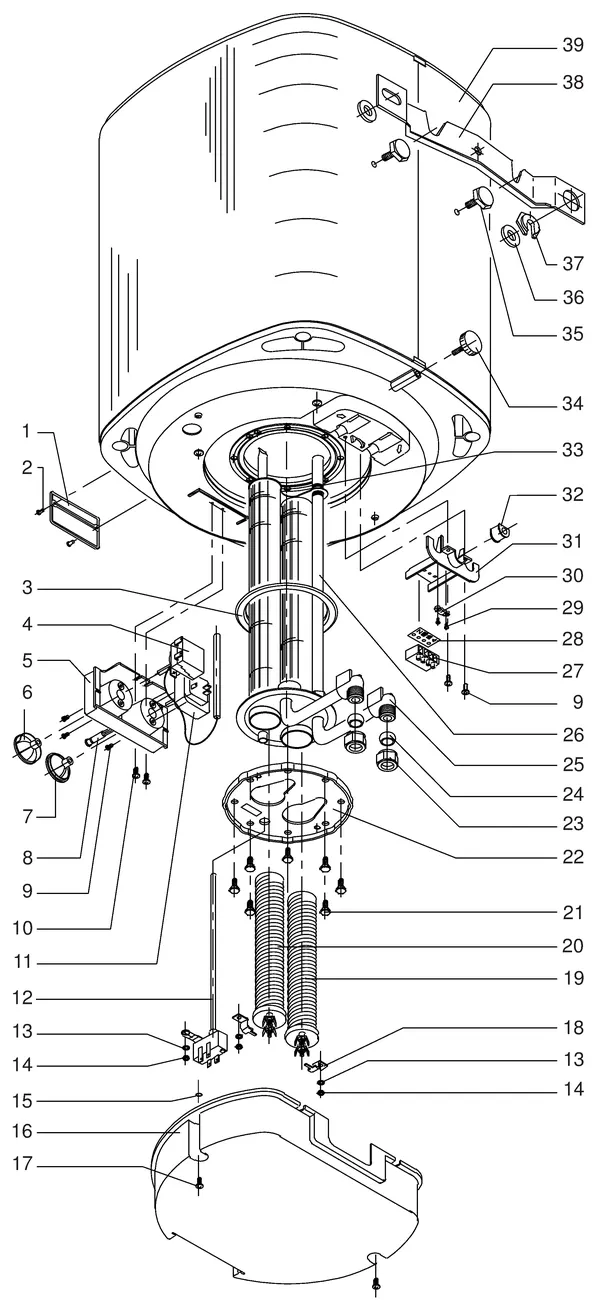 Exploded view Itho Daalderop Duo 30: Totaaloverzicht
