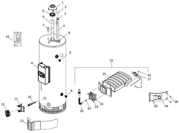 Exploded view Remeha SEN 185 Plus: Totaaloverzicht