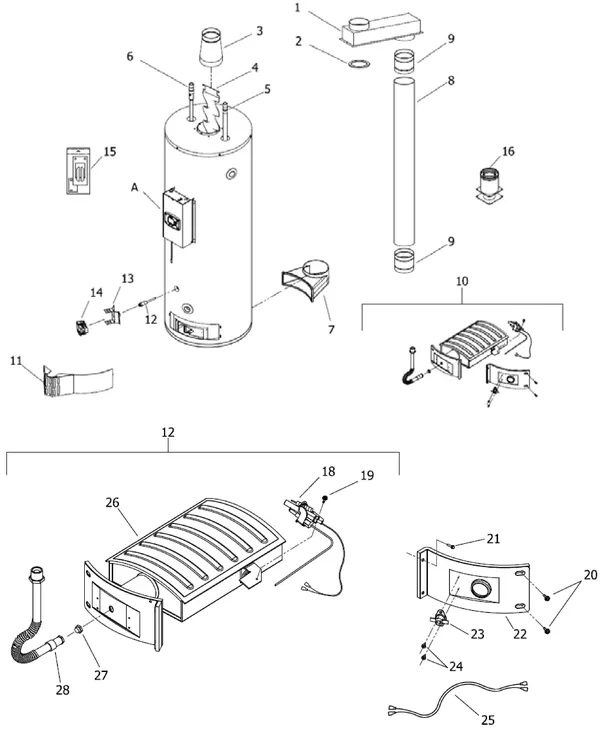 Exploded view Remeha RSC 190 Plus: Boiler