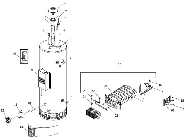 Exploded view Remeha BW80 Plus: Totaaloverzicht