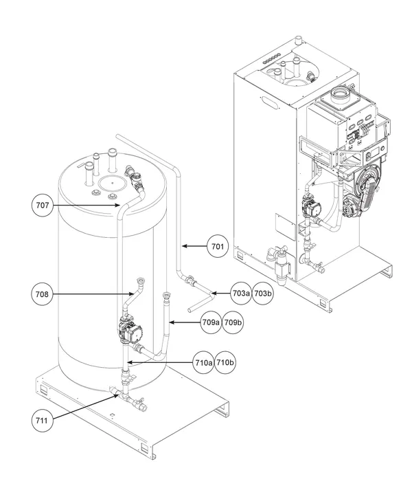 Exploded view Remeha CWH Ace 30/301: Leidingen 1 vanaf serienr 23xxxxxx