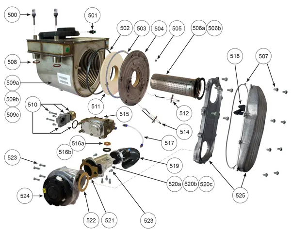 Exploded view Remeha CWH Ace 60/301: Brander wisselaar