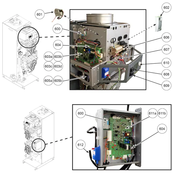 Exploded view Remeha CWH Ace 60/301: Elektra t m serienr 22xxxxxx