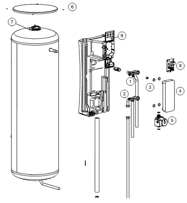 Exploded view Itho Daalderop OLB2 500 ES: Totaaloverzicht