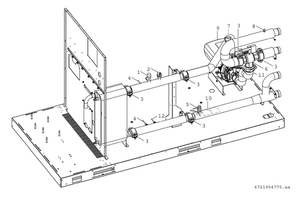 Explosionszeichnung Bosch Compress 3000 AWP (CS3000AWP 36 S): Inverterpumpe und Warmwasser-Umschaltventil
