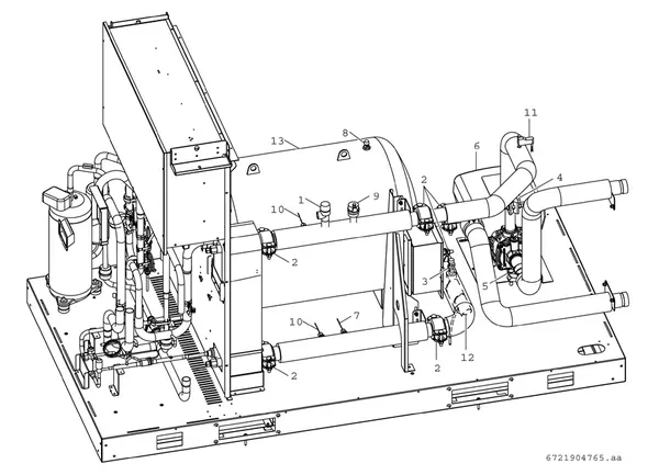 Explosionszeichnung Bosch Compress 3000 AWP (CS3000AWP 24 MBC): Warmwasserspeicher und Inverterpumpe