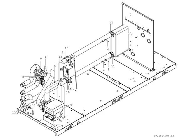Explosionszeichnung Bosch Compress 3000 AWP (CS3000AWP 53 SC): Inverterpumpe und Warmwasser-Umschaltventil