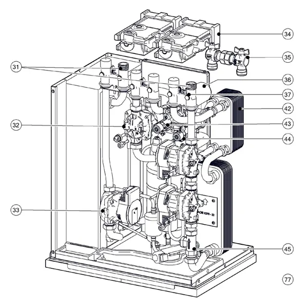 Explosionszeichnung Itho Daalderop 5. Generation WPU 18-E (03-00663): Hydraulisch