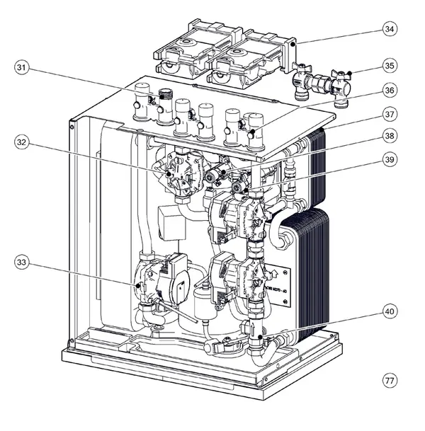Explosionszeichnung Itho Daalderop 5. Generation WPU 75-I (03-00687): Hydraulisch