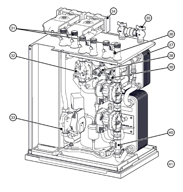 Explosionszeichnung Itho Daalderop 5. Generation WPU 45-KC (03-00696): Hydraulisch