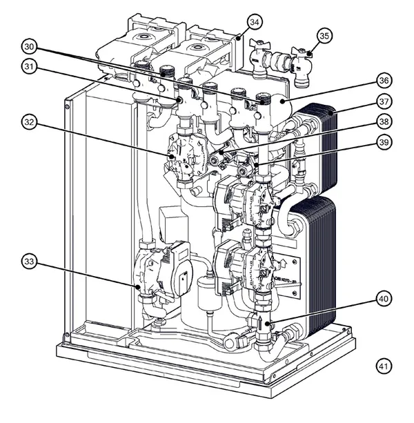 Explosionszeichnung Itho Daalderop 5. Generation WPU 65-E (03-00704): Hydraulisch