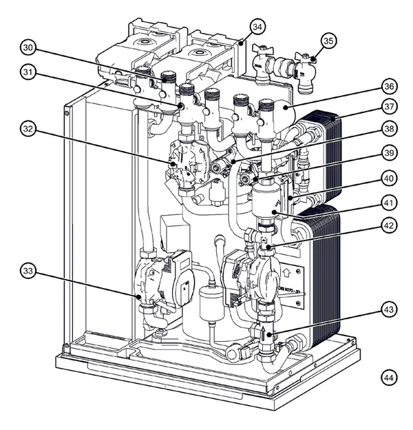 Explosionszeichnung Itho Daalderop 5. Generation WPU 55-COE (03-00709): Hydraulisch