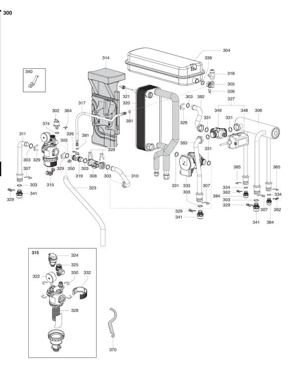 Exploded view Atag Energion IDU S Hybrid 40-50: Hydraulische componenten