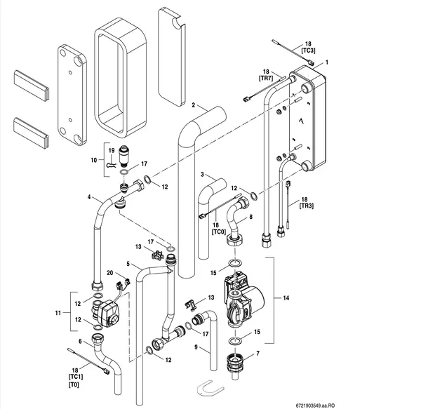 Explosionszeichnung Bosch Compress Hybrid 3000i AWS (HC3000iAW 6 I): Hydraulik Split