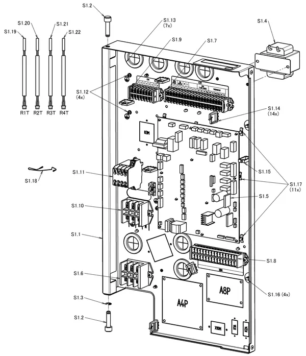 Explosionszeichnung Daikin 3 M - EDLA04E3V3 | Außeneinheit 4kW: Schaltkasten Hydrokit