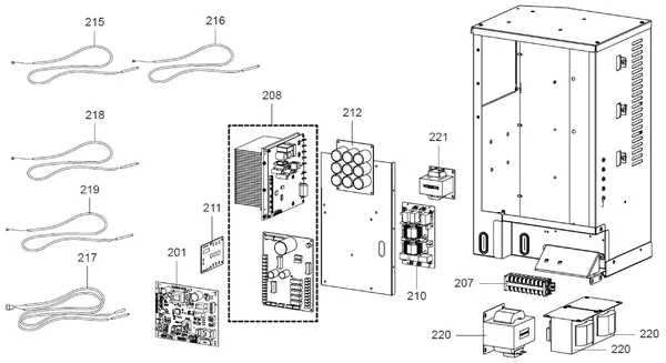Exploded view Atag ODM 11 T | buitenunit 3-fase: Elektrische componenten