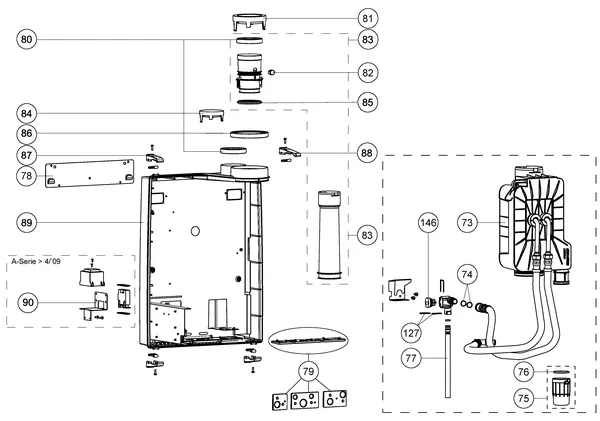 Exploded view Atag A203C | vanaf 2008 OSS1: Achterwand