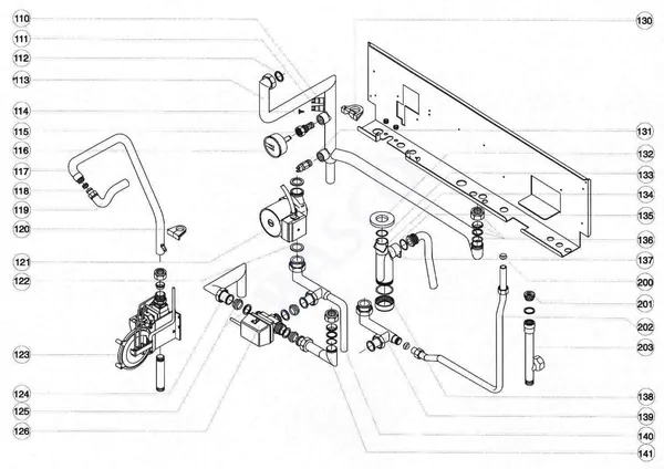 Exploded view Atag Blauwe Engel HR 39 T: Aansluitdelen