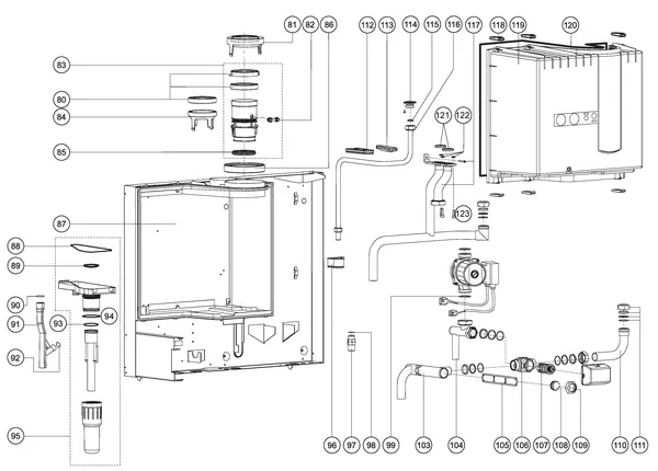 Exploded view Atag Blauwe Engel SHR 24: Achterwand