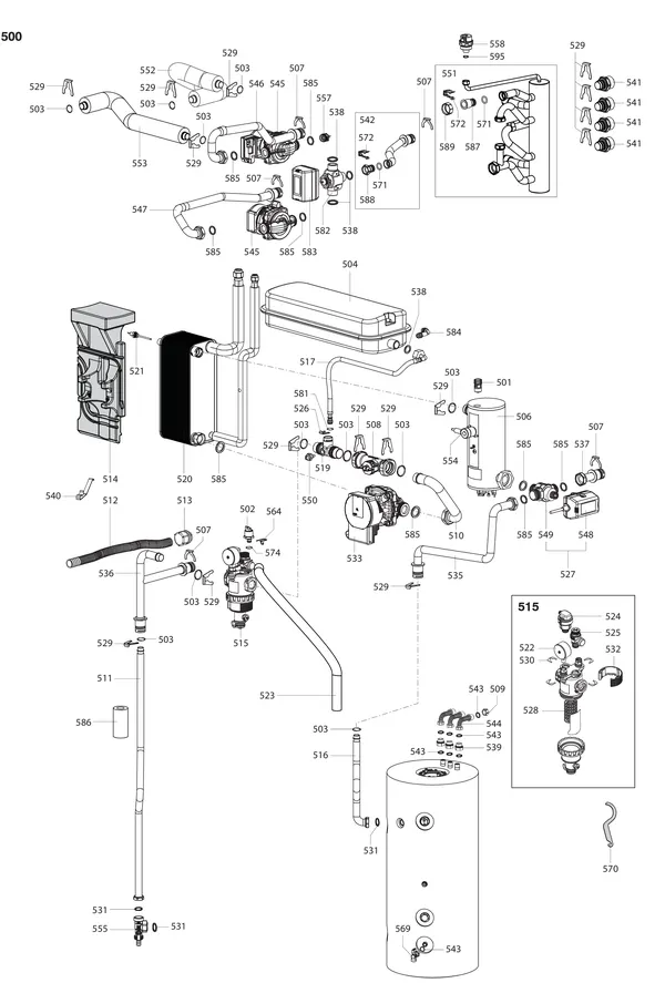 Exploded view Atag Energion IDU S F 120-150 2Z: Hydraulische componenten