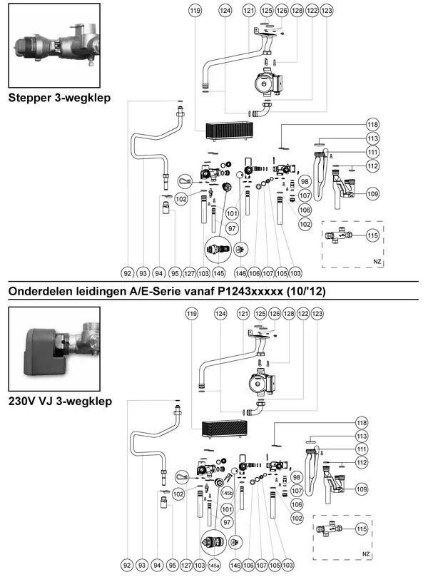 Exploded view Atag E264EC ALEC | vanaf 2013 OSS2: Leidingen