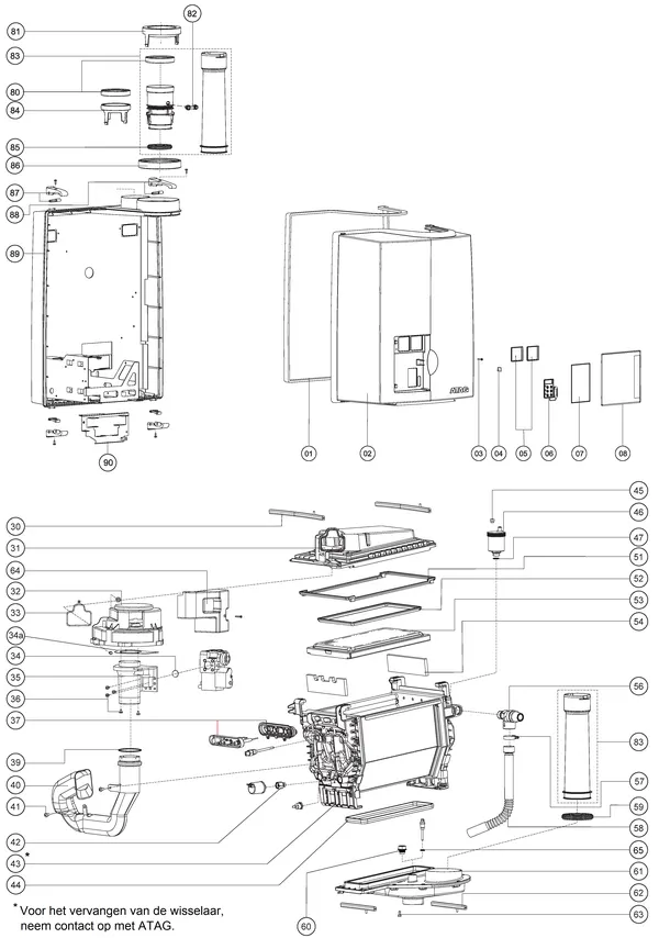 Exploded view Atag E32S | tot 2009 OSS2: Mantel wisselaar