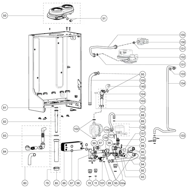 Exploded view Atag i36EC iCon2: Leidingen