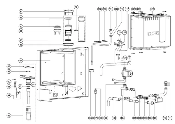 Exploded view Atag Q51S | vanaf 2005 OSS3: Achterwand