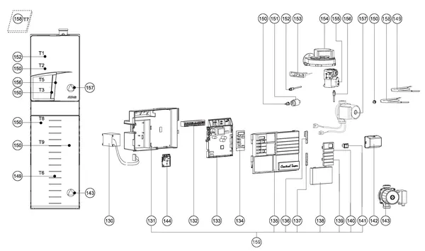 Exploded view Atag Q25SC 380N OSS1: Aansluitdelen