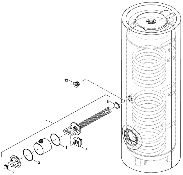 Exploded view Buderus (Bosch) SM400 5E: Elektro weerstand