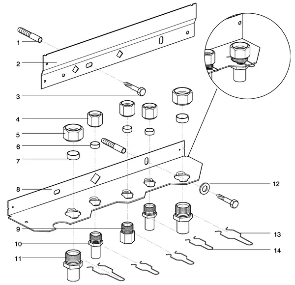 Exploded view Intergas Kombi Kompakt HRE 36/48A: Montagebeugel