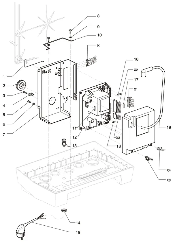 Exploded view Intergas Kombi Kompakt HR 22: Branderautomaat fmt850 tot december 2005
