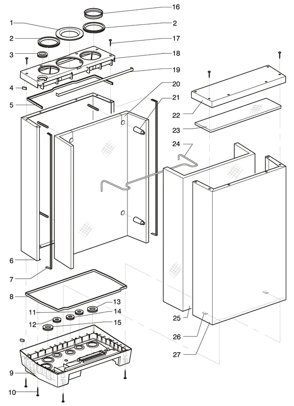 Exploded view Intergas Kompakt Solo HR 12 A: Mantel