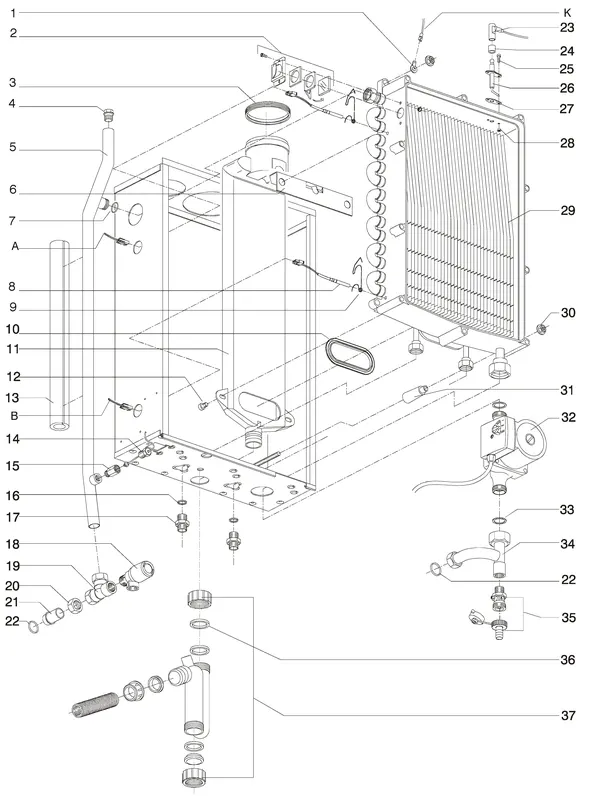 Exploded view Intergas Prestige CW5: Wisselaar