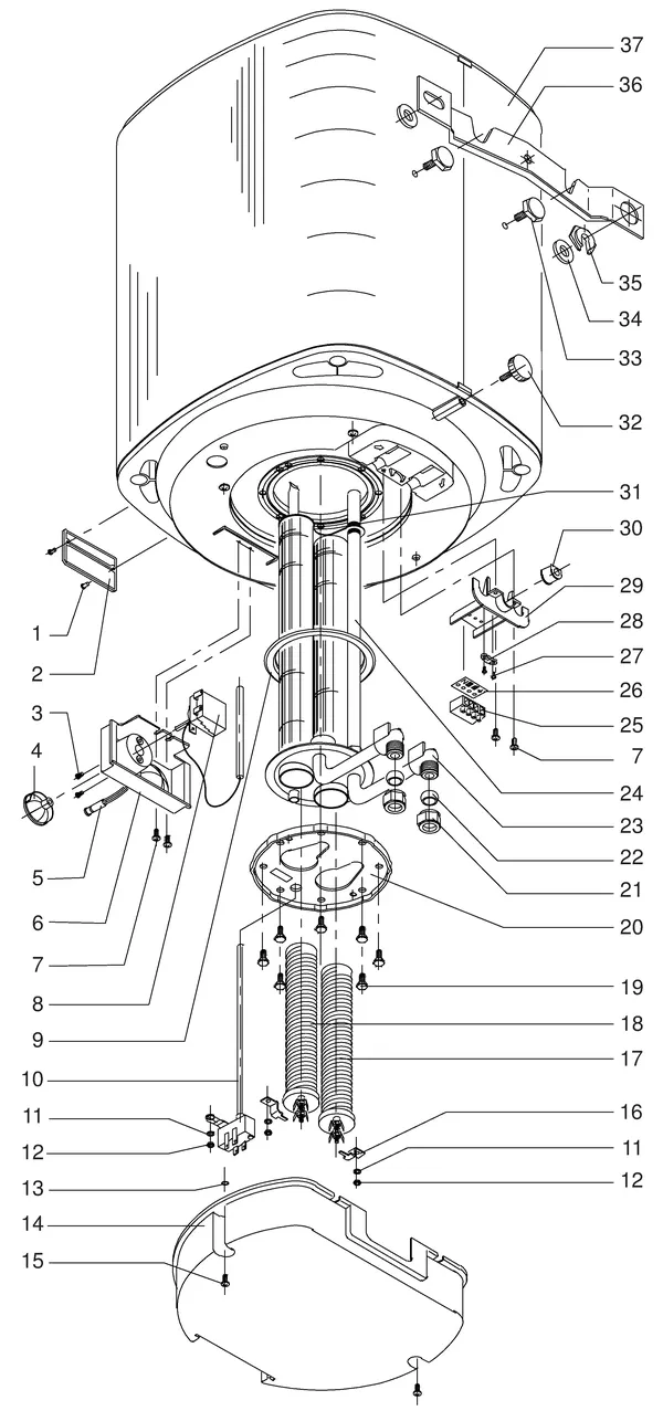 Exploded view Itho Daalderop Duo Afstand 80: Totaaloverzicht